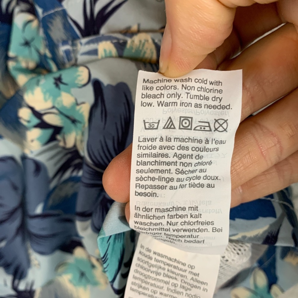J Crew Flex Swimwear Trunks Mens 33 Blue Hawaiian Floral Lined - Picture 7 of 12